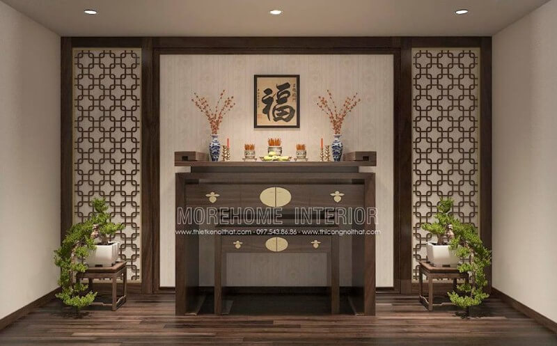 Tủ thờ gỗ tự nhiên cao cấp đẹp, sang trọng cho phòng thờ.