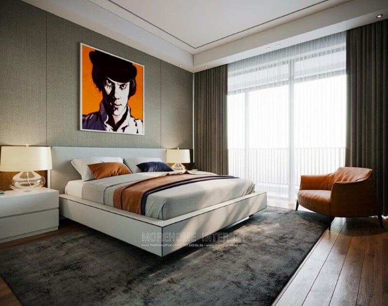 Tranh canvas treo tường sáng tạo tạo điểm nhấn độc đáo cho phòng ngủ Mẫu thiết kế nội thất chung cư đẹp
