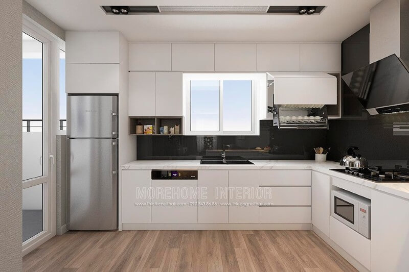 Mẫu tủ bếp gỗ công nghiệp đẹp và ấn tượng Mẫu tủ bếp chung cư acrylic