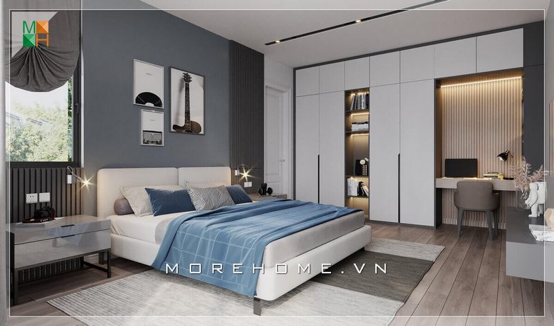 Mẫu giường ngủ hiện đại màu trắng rất hiện đại và tiện nghi